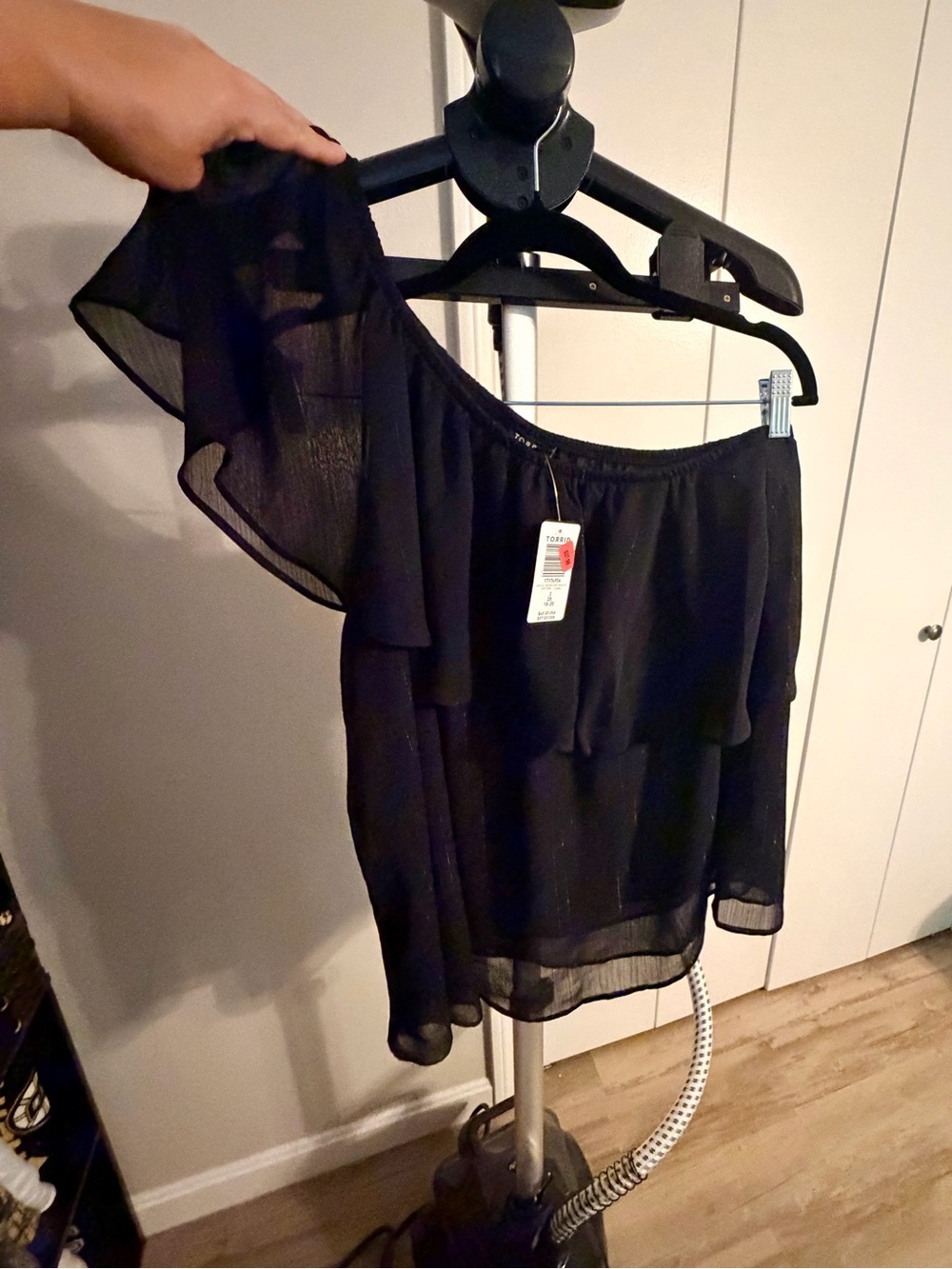 torrid Black One-Shoulder Ruffle Blouse - Picture 2 of 4
